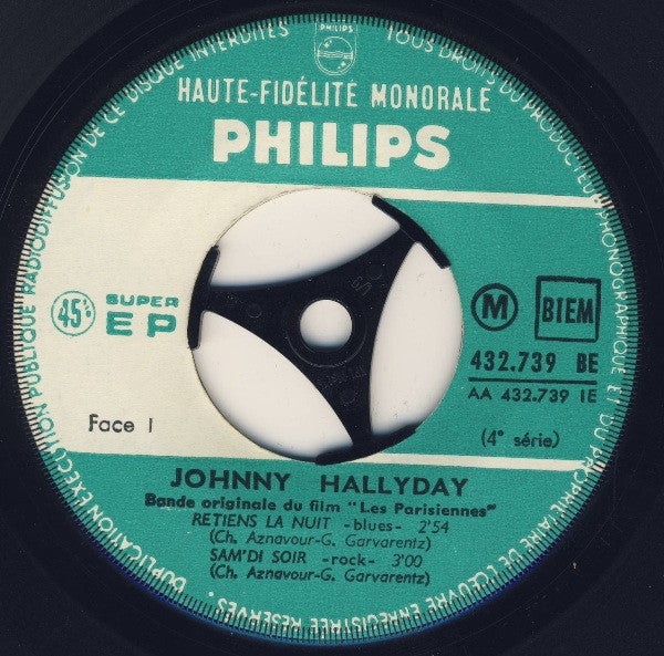 Johnny Hallyday : Retiens La Nuit (7", EP, Mono)
