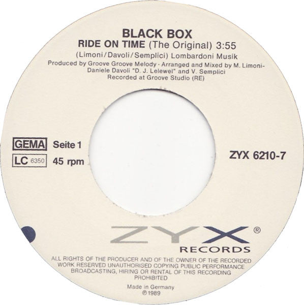 Black Box : Ride On Time (7", Single)