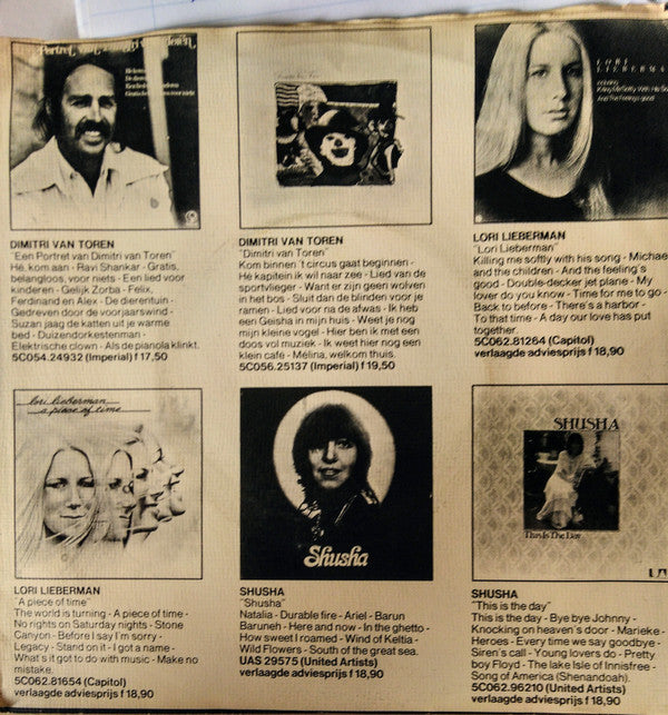 Dimitri Van Toren, Lori Lieberman, Shusha : EMI-Bovema Holland Presenteert Een Toernee Met (7", Comp, Promo)