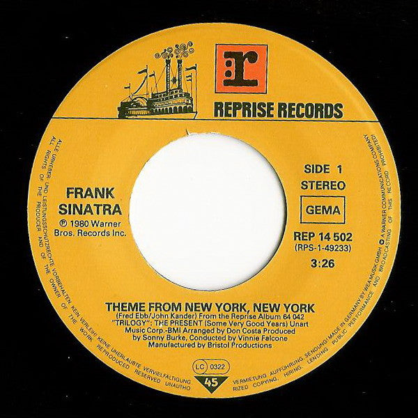 Frank Sinatra : Theme From New York, New York (7", Single)