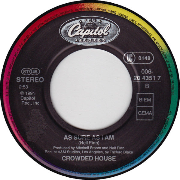 Crowded House : Chocolate Cake (7", Single)