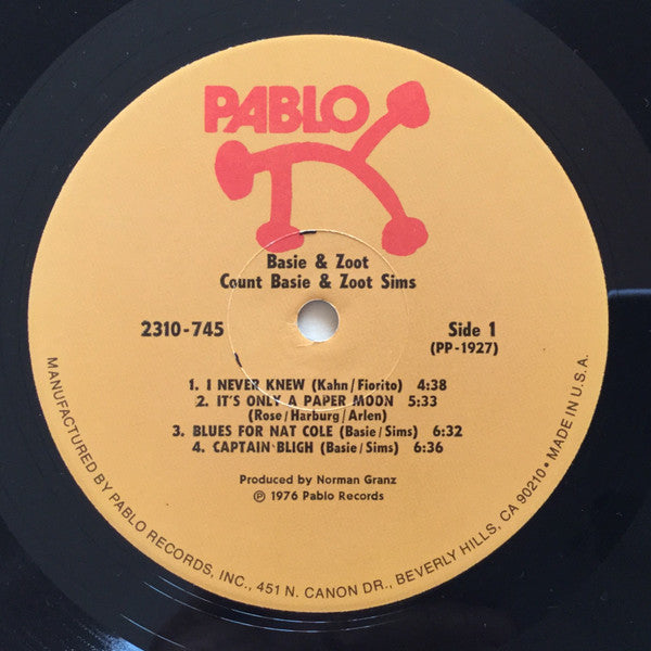 Basie* & Zoot* : Basie & Zoot (LP, Album, Mono)