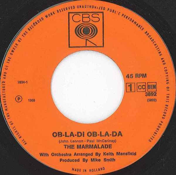 The Marmalade : Ob La Di ~ Ob La Da (7", Single)