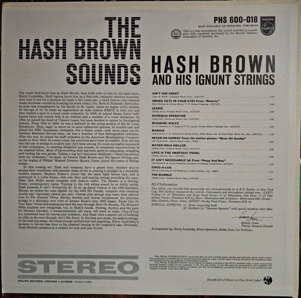 Hash Brown And His Ignunt Strings : The Hash Brown Sounds (LP, Album, Promo, dee)