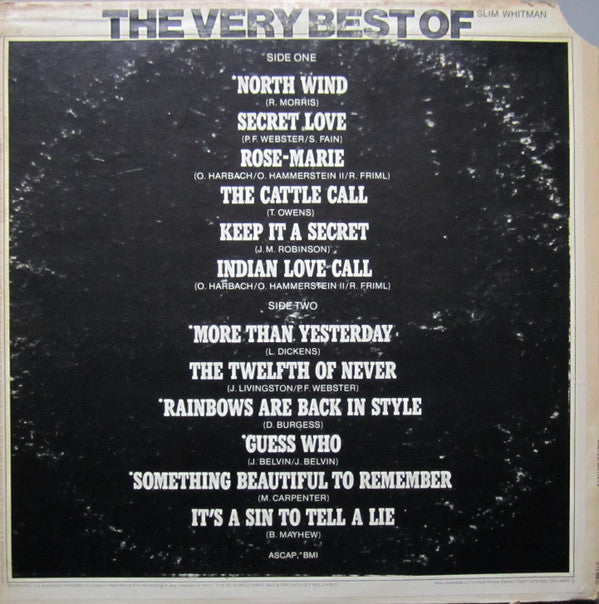 Slim Whitman : The Very Best Of Slim Whitman (LP, Comp, RE)