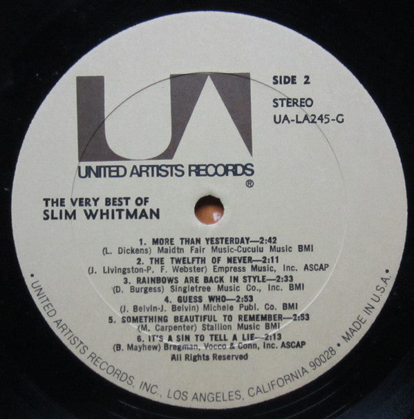 Slim Whitman : The Very Best Of Slim Whitman (LP, Comp, RE)