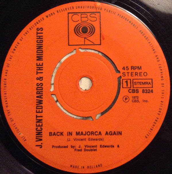 J. Vincent Edwards : Back In Majorca Again / Uschi-Buschi (7")