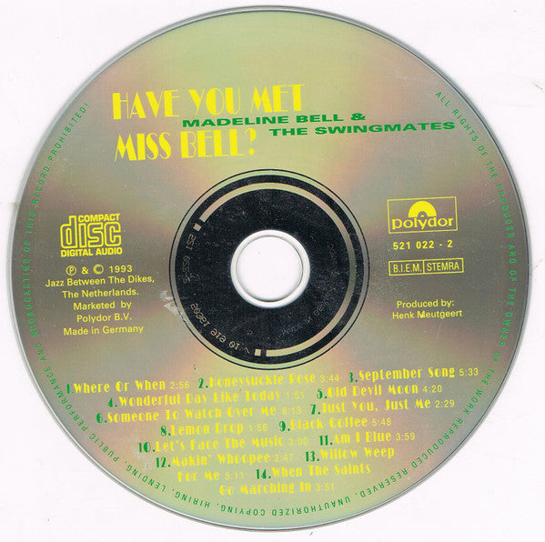 Madeline Bell & Bernard Berkhout's Swingmates : Have You Met Miss Bell? (CD, Album)