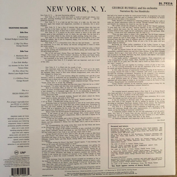George Russell Orchestra : New York, N.Y. (LP, Album, RE, Gat)
