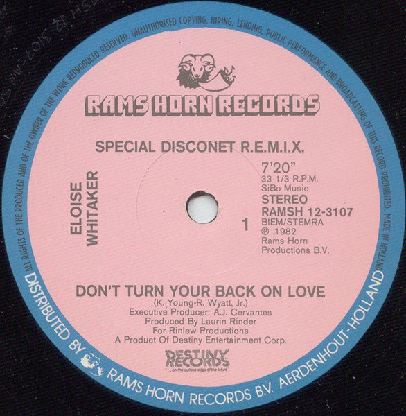 Eloise Whitaker : Don't Turn Your Back On Love (Special Disconet R.E.M.I.X.) (12", S/Sided)