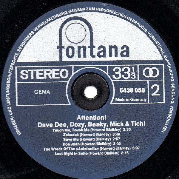 Dave Dee, Dozy, Beaky, Mick & Tich : Attention! Dave Dee, Dozy, Beaky, Mick & Tich (LP, Comp, RE)