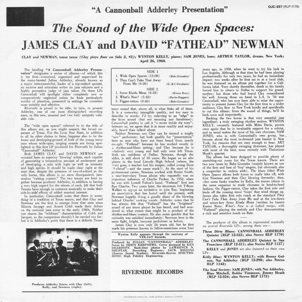 James Clay & David "Fathead" Newman : The Sound Of The Wide Open Spaces !!!! (LP, Album, RE)