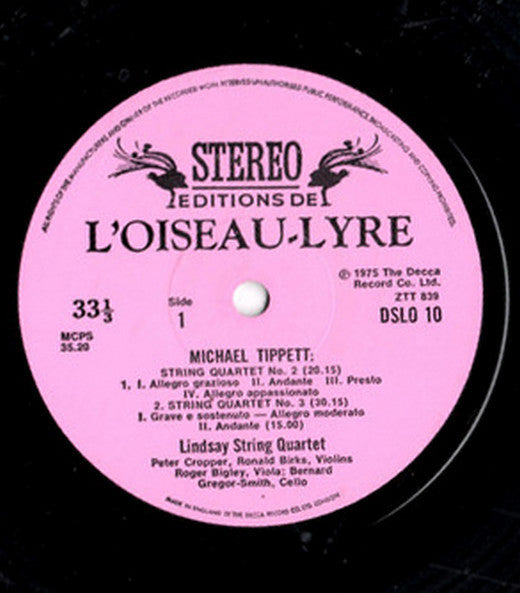Michael Tippett* - Lindsay String Quartet* : String Quartets Nos. 1, 2 & 3 (LP)
