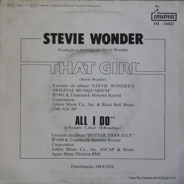 Stevie Wonder : That Girl (7", Single)
