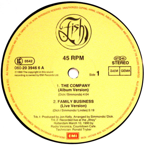 Fish : The Company (12", Maxi)