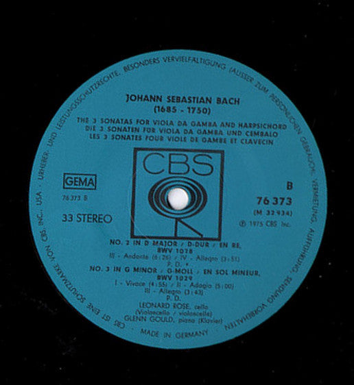 Johann Sebastian Bach - Leonard Rose, Glenn Gould : The Sonatas For Viola Da Gamba (LP, Album)