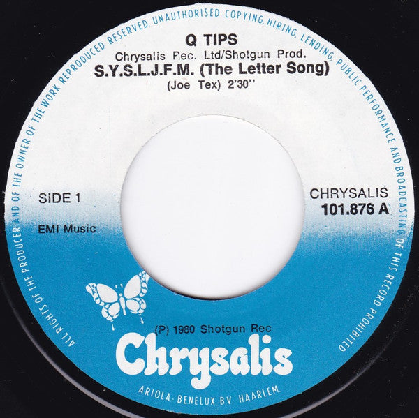The Q Tips : S.Y.S.L.J.F.M. (The Letter Song) (7")