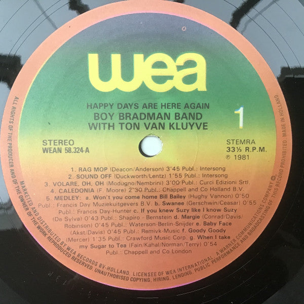 The Boy Bradman Band, Ton van Kluyve : Happy days are here again (LP)