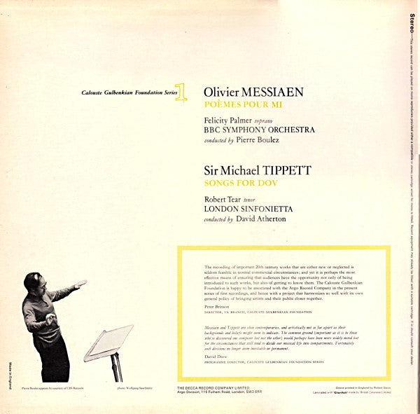 Olivier Messiaen / Sir Michael Tippett : Poèmes Pour Mi / Songs For Dov (LP)
