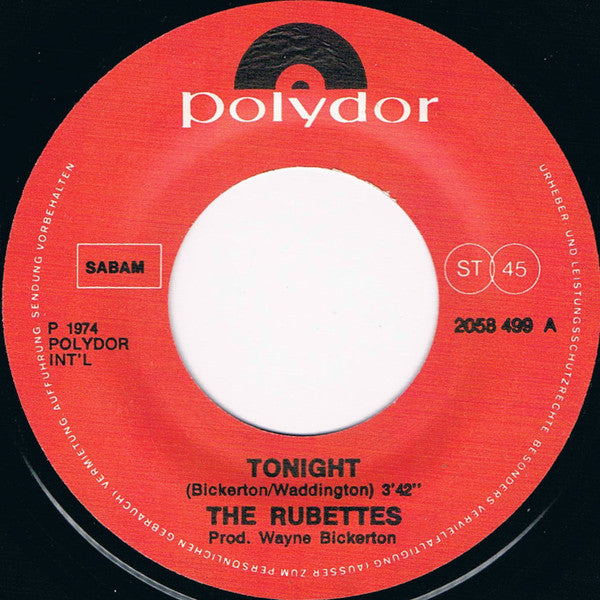 The Rubettes : Tonight (7", Single)