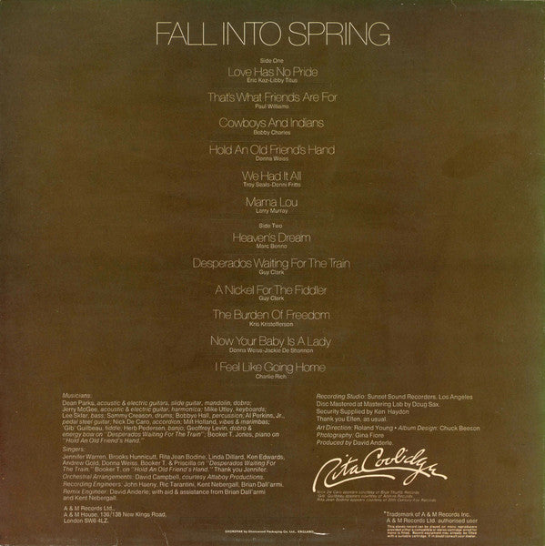 Rita Coolidge : Fall Into Spring (LP, Album, RE)
