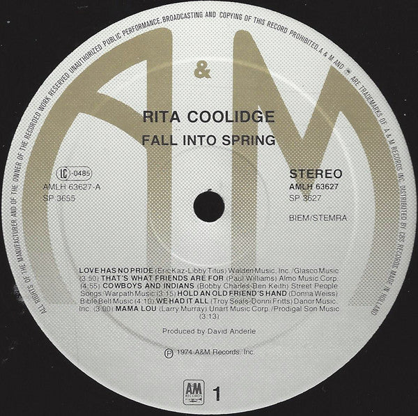 Rita Coolidge : Fall Into Spring (LP, Album, RE)