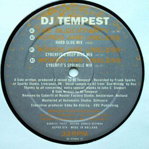 DJ Tempest : The Blockparty / Words Are Useless (12")