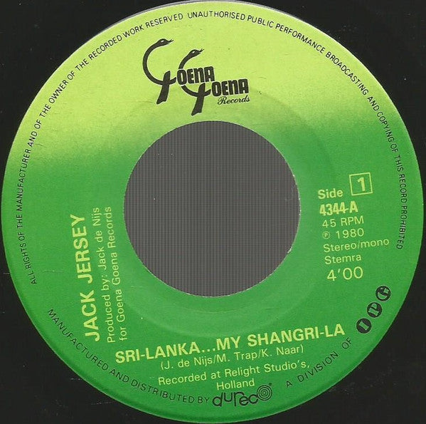 Jack Jersey : Sri-Lanka... My Shangri-La  (7")