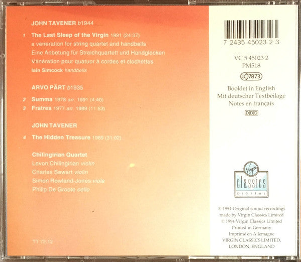 John Tavener - Chilingirian String Quartet : The Last Sleep Of The Virgin / The Hidden Treasure (CD, Album)