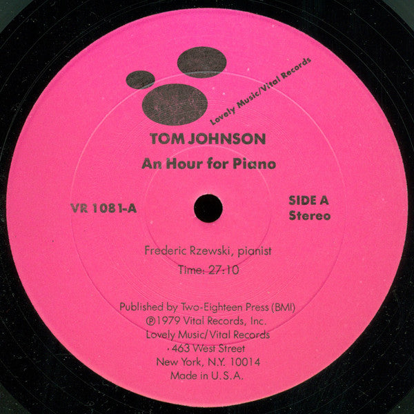 Tom Johnson, Frederic Rzewski : An Hour For Piano (LP, Album)