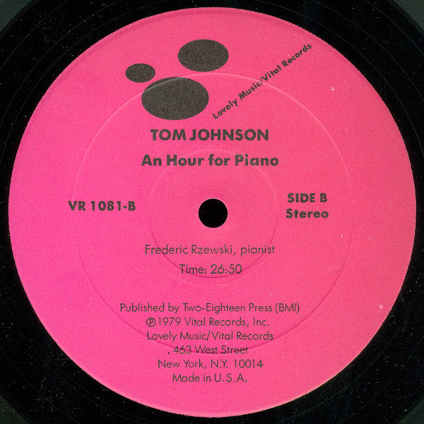 Tom Johnson, Frederic Rzewski : An Hour For Piano (LP, Album)