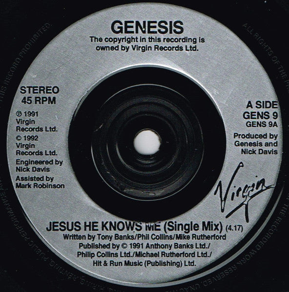 Genesis : Jesus He Knows Me (7", Single)