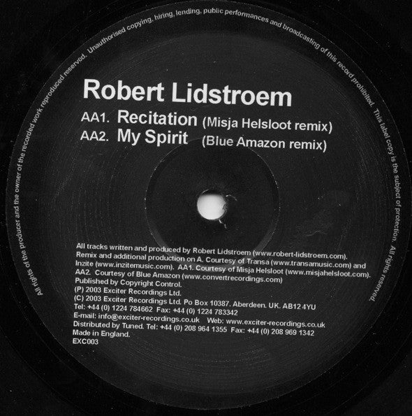 Robert Lidstroem : My Spirit (12")