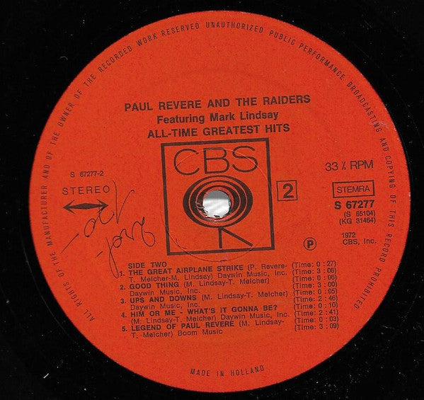 Paul Revere & The Raiders : All-Time Greatest Hits (2xLP, Comp)