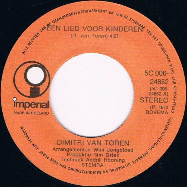Dimitri van Toren : Een Lied Voor Kinderen (7")