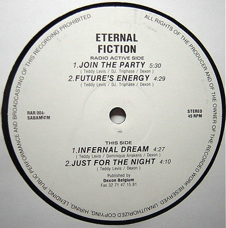 Eternal Fiction : Join The Party (12")