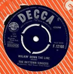 The Baytown Singers : Walkin' Down The Line / Let My Feet Fall On The Ground (7", Single)