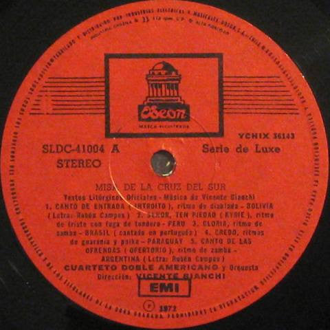 Vicente Bianchi Y Su Orquesta : Misa De La Cruz Del Sur (LP, Album)