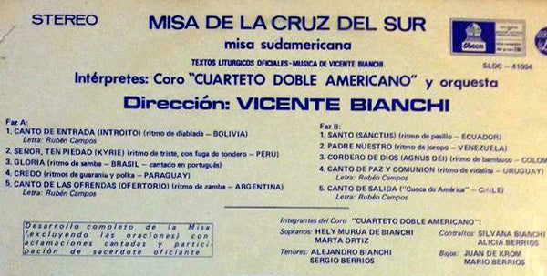 Vicente Bianchi Y Su Orquesta : Misa De La Cruz Del Sur (LP, Album)