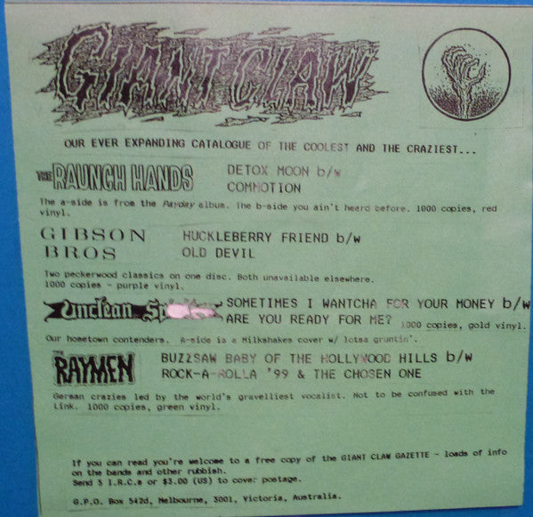 The Raymen : Buzzsaw Baby Of The Hollywood Hills (7", Ltd, Gre)