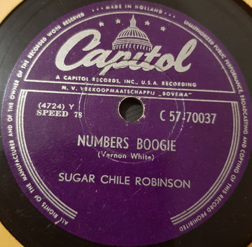 Sugar Chile Robinson : Numbers Boogie / After School Blues (Shellac, 10", RP)