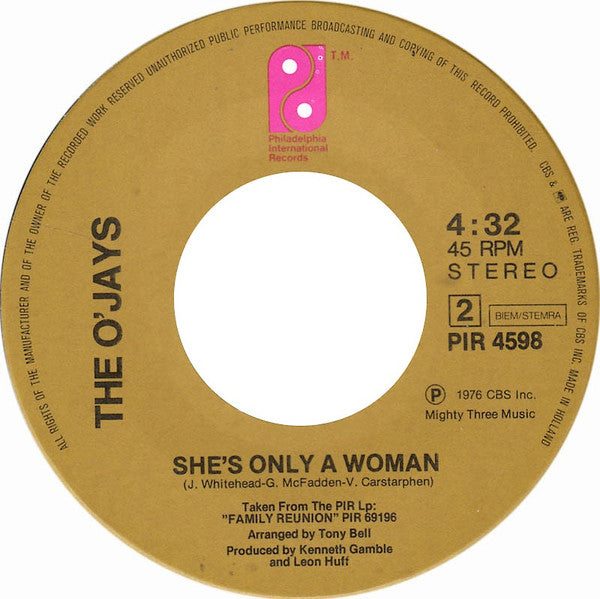 The O'Jays : Message In Our Music / She's Only A Woman (7")