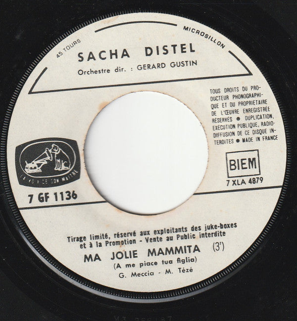 Sacha Distel : Les Moustaches / Ma Jolie Mammita (7", Single, Promo)