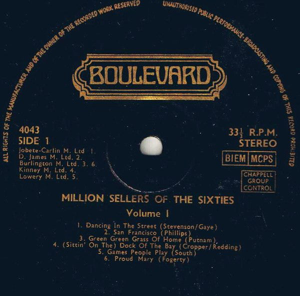 Unknown Artist : Million Sellers Of The Sixties Volume 1 (LP)