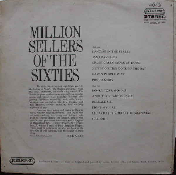Unknown Artist : Million Sellers Of The Sixties Volume 1 (LP)