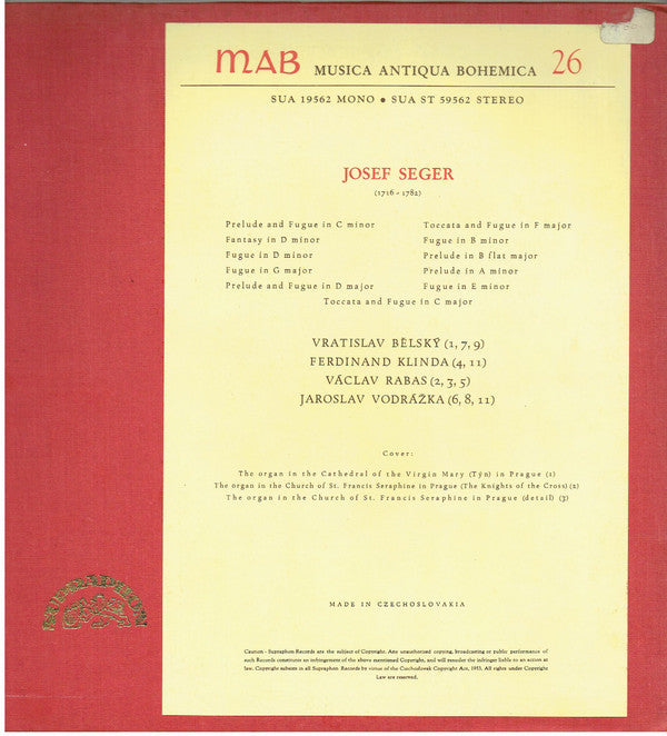 Josef Seger : Organ Compositions (LP, Gat)