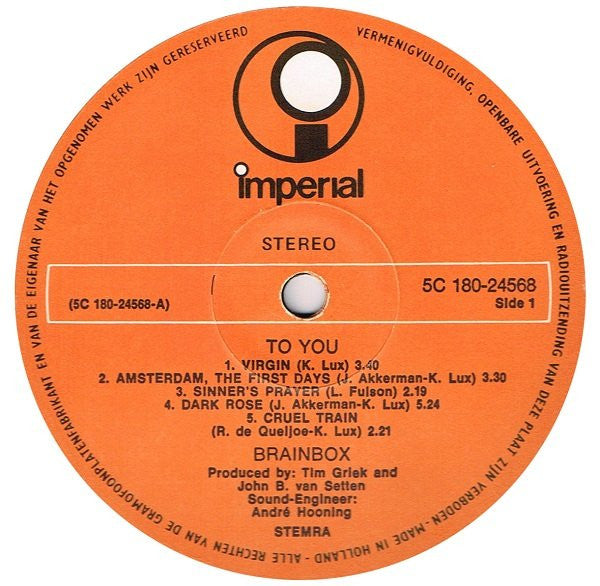 Brainbox (3) : To You (2xLP, Comp)