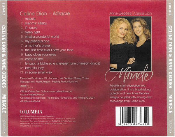 Céline Dion & Anne Geddes : Miracle (CD, Album)