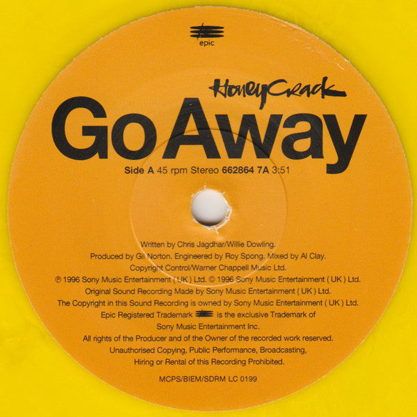 Honeycrack : Go Away (7", Single, Ltd, Num, Yel)