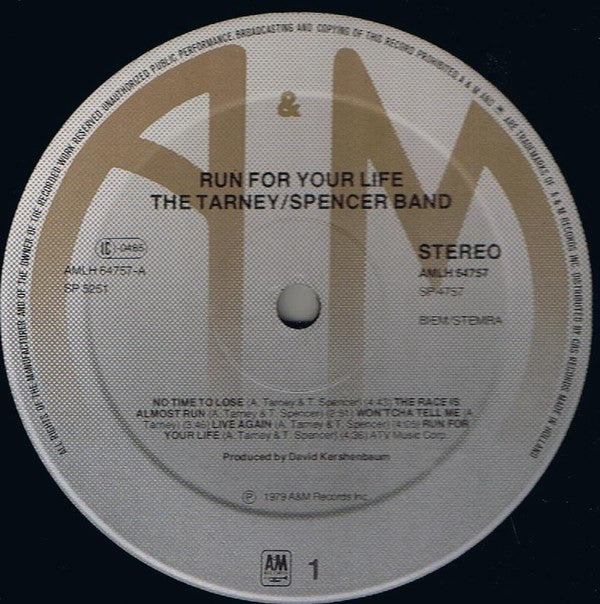 The Tarney/Spencer Band : Run For Your Life (LP, Album)
